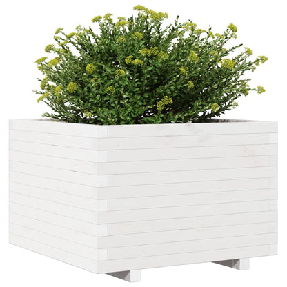 Fioriera Da Giardino Bianca 70X70X49,5Cm Legno Massello Di Pino Cera Marrone