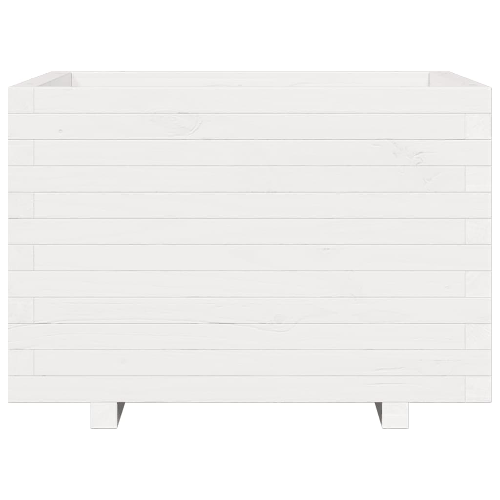 Fioriera Da Giardino Bianca 70X70X49,5Cm Legno Massello Di Pino Cera Marrone