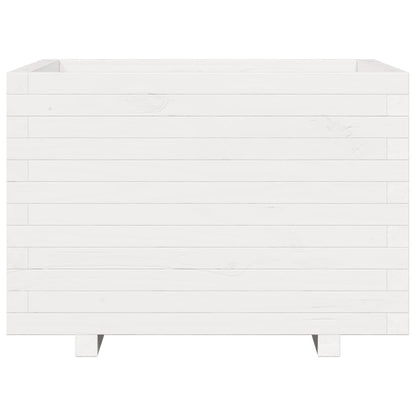 Fioriera Da Giardino Bianca 70X70X49,5Cm Legno Massello Di Pino Cera Marrone