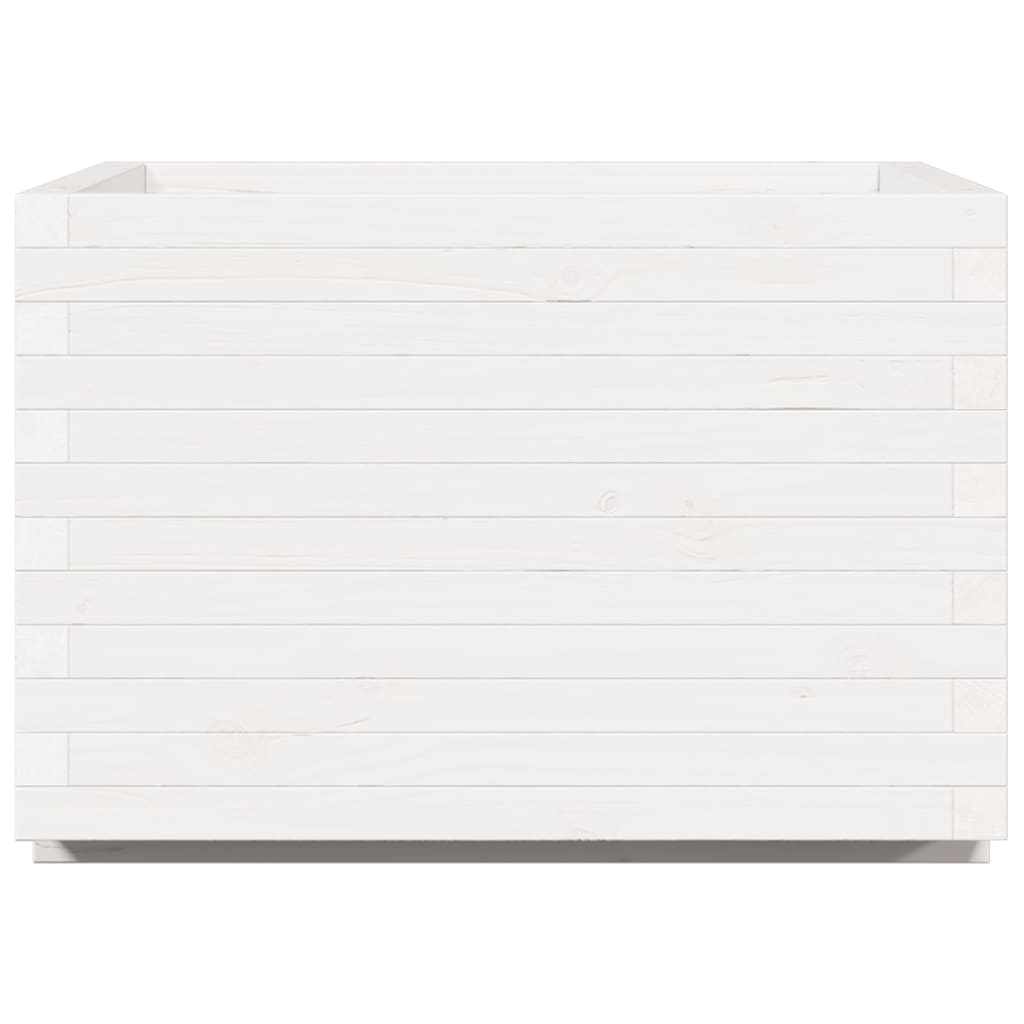 Fioriera Da Giardino Bianca 70X70X49,5Cm Legno Massello Di Pino Cera Marrone