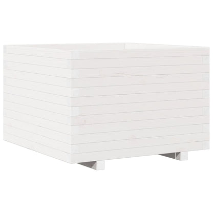 Fioriera Da Giardino Bianca 70X70X49,5Cm Legno Massello Di Pino Cera Marrone