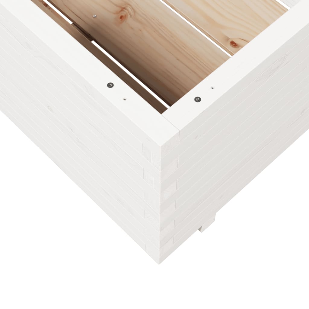 Fioriera Da Giardino Bianca 70X70X49,5Cm Legno Massello Di Pino Cera Marrone