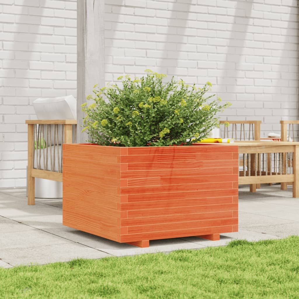 Fioriera Giardino Marrone Cera 70X70X49,5Cm Legno Massello Pino Douglas Naturale