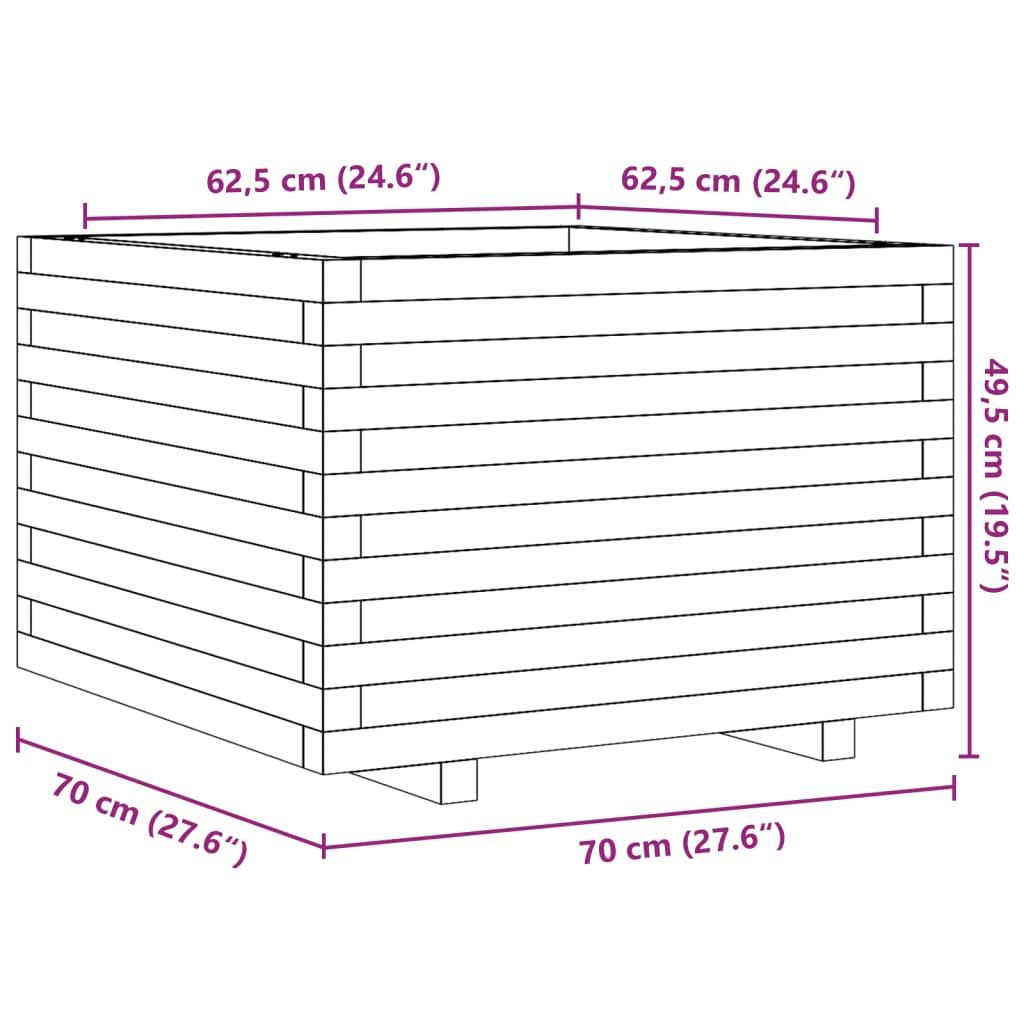 Fioriera Da Giardino 70X70X49,5 Cm In Legno Massello Di Douglas Cera Marrone