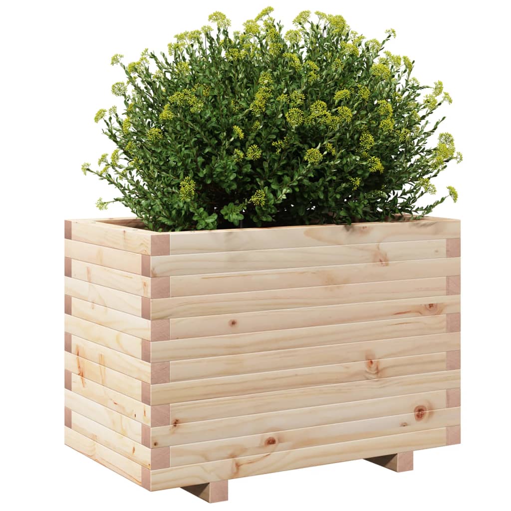 Fioriera Da Giardino 70X40X49,5 Cm In Legno Massello Di Pino Pino Naturale