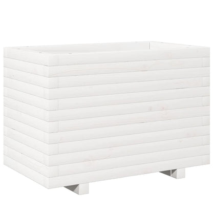 Fioriera Da Giardino Bianca 70X40X49,5Cm Legno Massello Di Pino Douglas Naturale