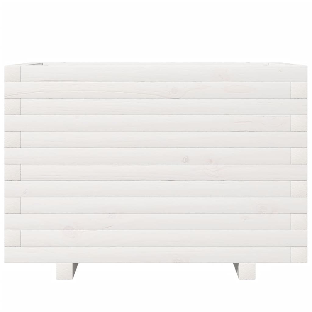 Fioriera Da Giardino Bianca 70X40X49,5Cm Legno Massello Di Pino Douglas Naturale
