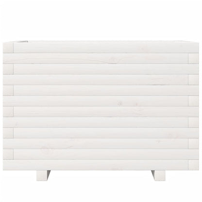 Fioriera Da Giardino Bianca 70X40X49,5Cm Legno Massello Di Pino Douglas Naturale