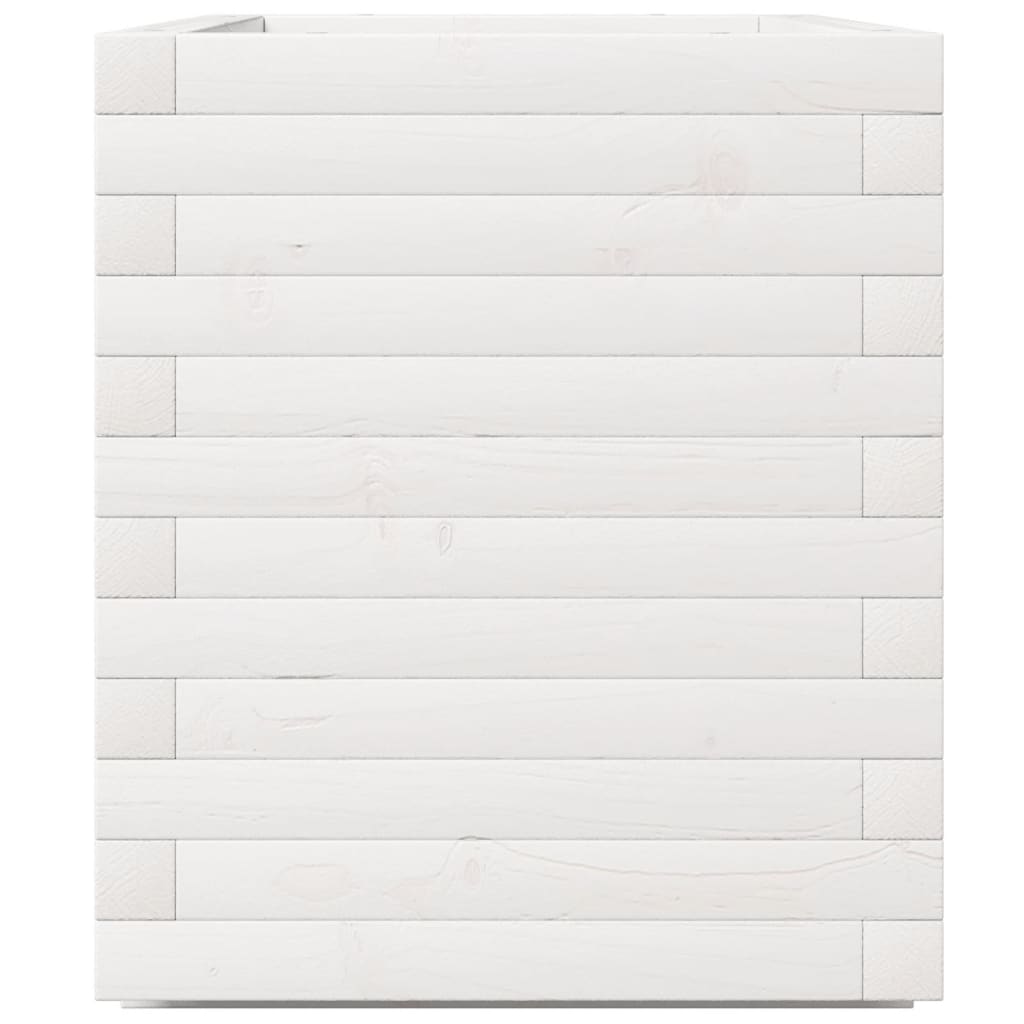 Fioriera Da Giardino Bianca 70X40X49,5Cm Legno Massello Di Pino Douglas Naturale