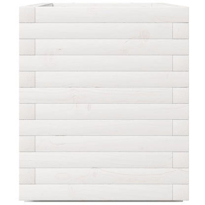Fioriera Da Giardino Bianca 70X40X49,5Cm Legno Massello Di Pino Douglas Naturale