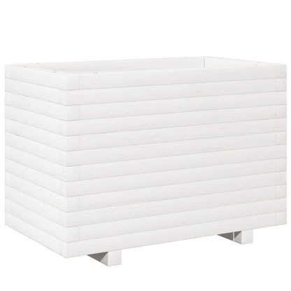 Fioriera Da Giardino Bianca 70X40X49,5Cm Legno Massello Di Pino Douglas Naturale