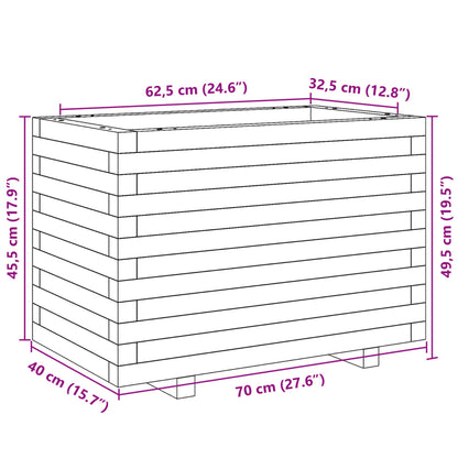 Fioriera Da Giardino Bianca 70X40X49,5Cm Legno Massello Di Pino Douglas Naturale