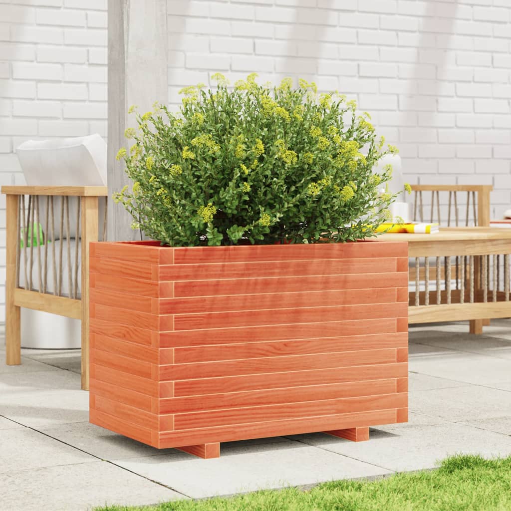 Fioriera Giardino Marrone Cera 70X40X49,5Cm Legno Massello Pino Impregnato Naturale