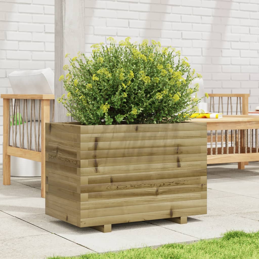 Fioriera Da Giardino 70X40X49,5 Cm In Legno Di Pino Impregnato Impregnato Naturale