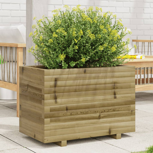 Fioriera Da Giardino 70X40X49,5 Cm In Legno Di Pino Impregnato Impregnato Naturale