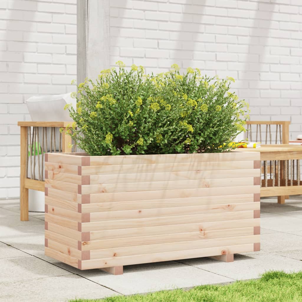 Fioriera Da Giardino 90X40X49,5 Cm In Legno Massello Di Pino Douglas Naturale
