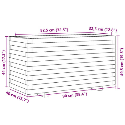 Fioriera Da Giardino 90X40X49,5 Cm In Legno Massello Di Pino Douglas Naturale
