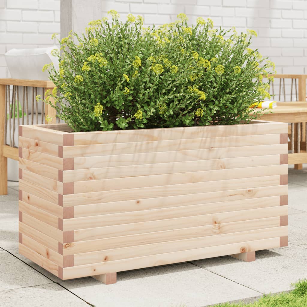 Fioriera Da Giardino 90X40X49,5 Cm In Legno Massello Di Pino Douglas Naturale
