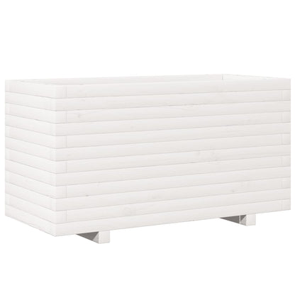 Fioriera Da Giardino Bianca 90X40X49,5Cm Legno Massello Di Pino Pino Naturale