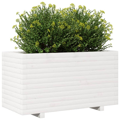 Fioriera Da Giardino Bianca 90X40X49,5Cm Legno Massello Di Pino Pino Naturale