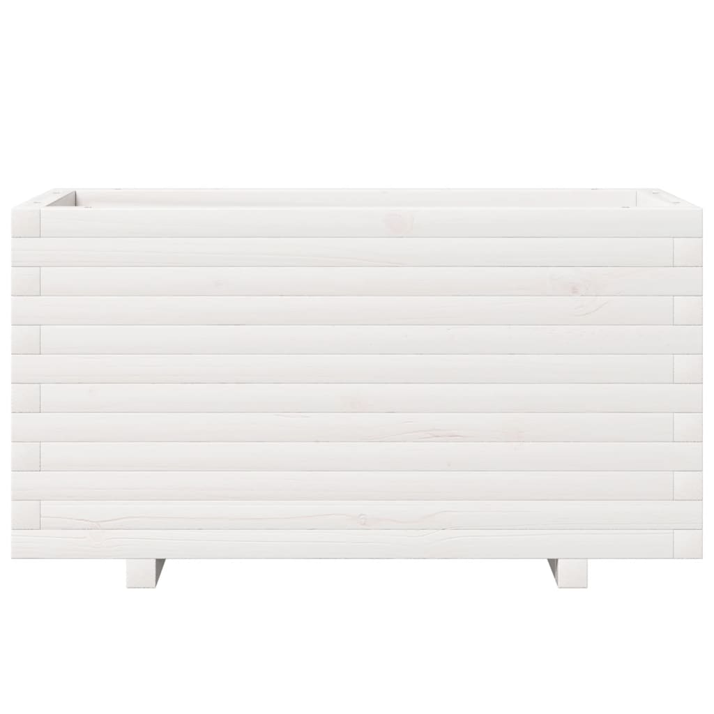 Fioriera Da Giardino Bianca 90X40X49,5Cm Legno Massello Di Pino Pino Naturale