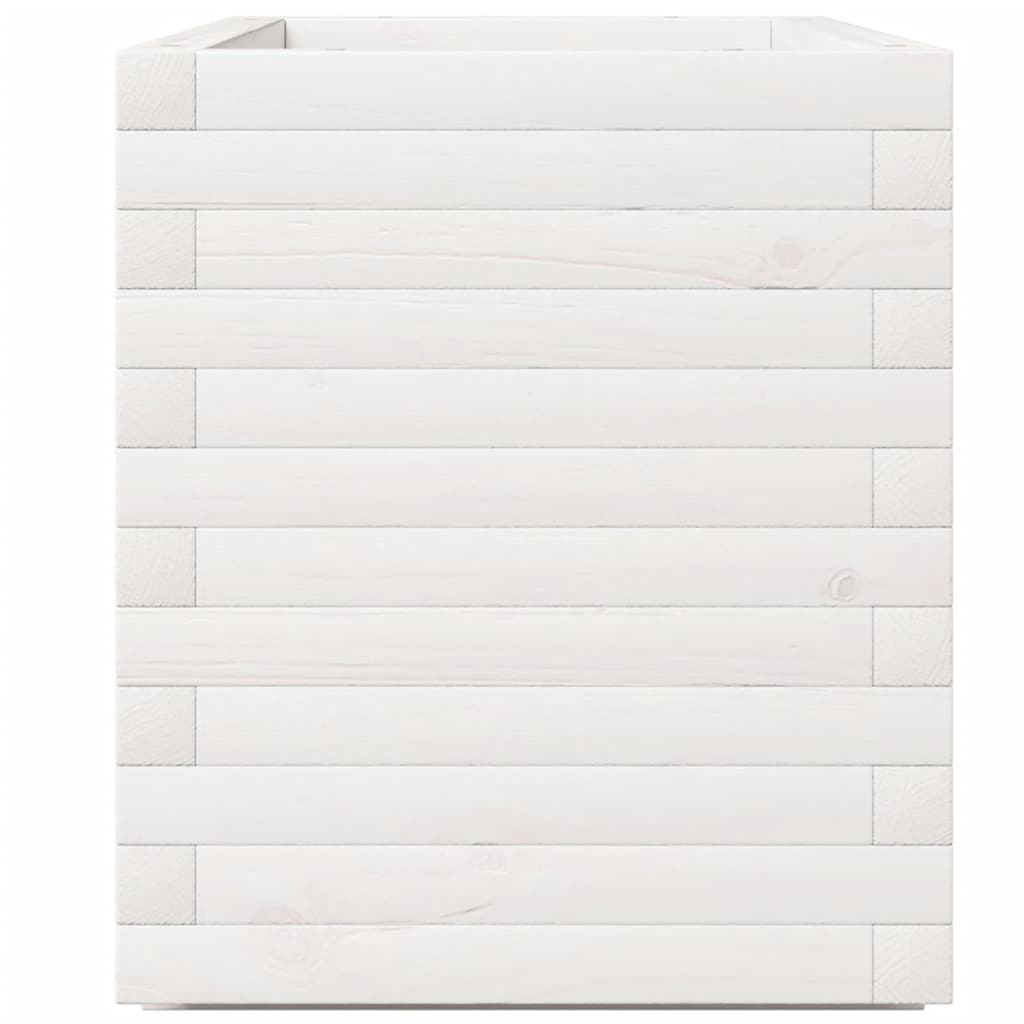 Fioriera Da Giardino Bianca 90X40X49,5Cm Legno Massello Di Pino Pino Naturale