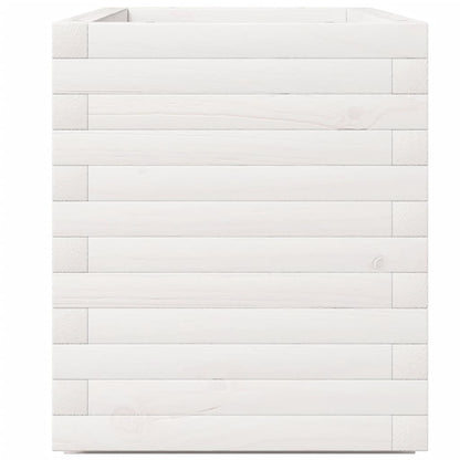 Fioriera Da Giardino Bianca 90X40X49,5Cm Legno Massello Di Pino Pino Naturale