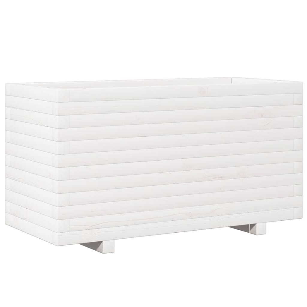 Fioriera Da Giardino Bianca 90X40X49,5Cm Legno Massello Di Pino Pino Naturale