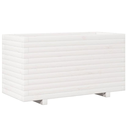 Fioriera Da Giardino Bianca 90X40X49,5Cm Legno Massello Di Pino Pino Naturale