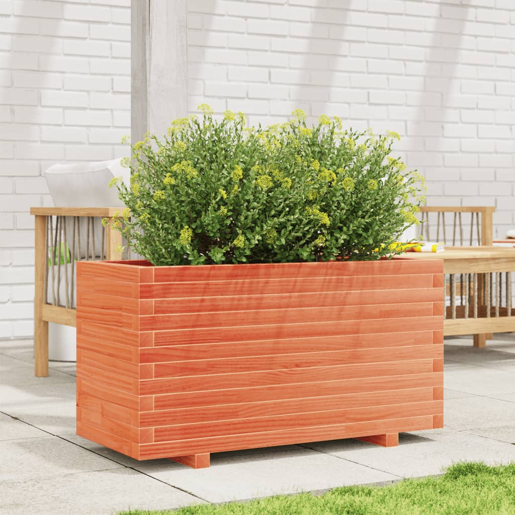 Fioriera Giardino Marrone Cera 90X40X49,5Cm Legno Massello Pino Bianco