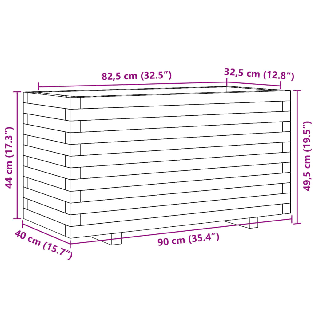 Fioriera Da Giardino 90X40X49,5 Cm In Legno Massello Di Douglas Pino Naturale