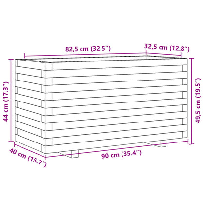 Fioriera Da Giardino 90X40X49,5 Cm In Legno Massello Di Douglas Pino Naturale