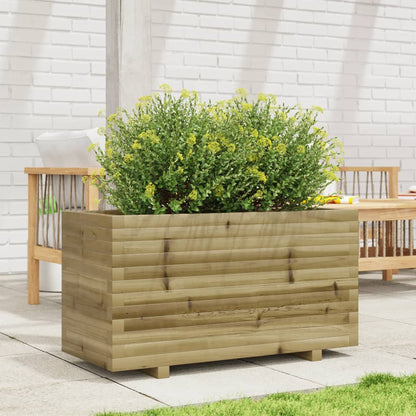 Fioriera Da Giardino 90X40X49,5 Cm In Legno Di Pino Impregnato Bianco