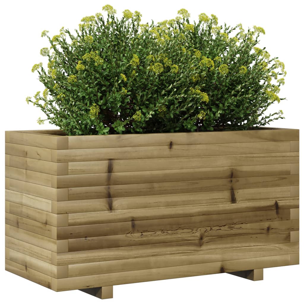 Fioriera Da Giardino 90X40X49,5 Cm In Legno Di Pino Impregnato Bianco