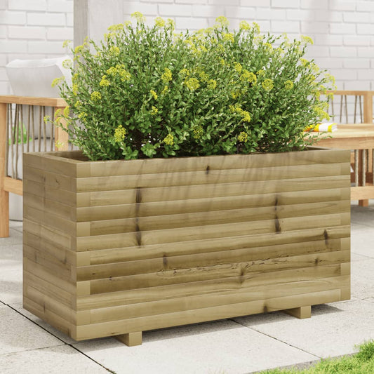 Fioriera Da Giardino 90X40X49,5 Cm In Legno Di Pino Impregnato Bianco