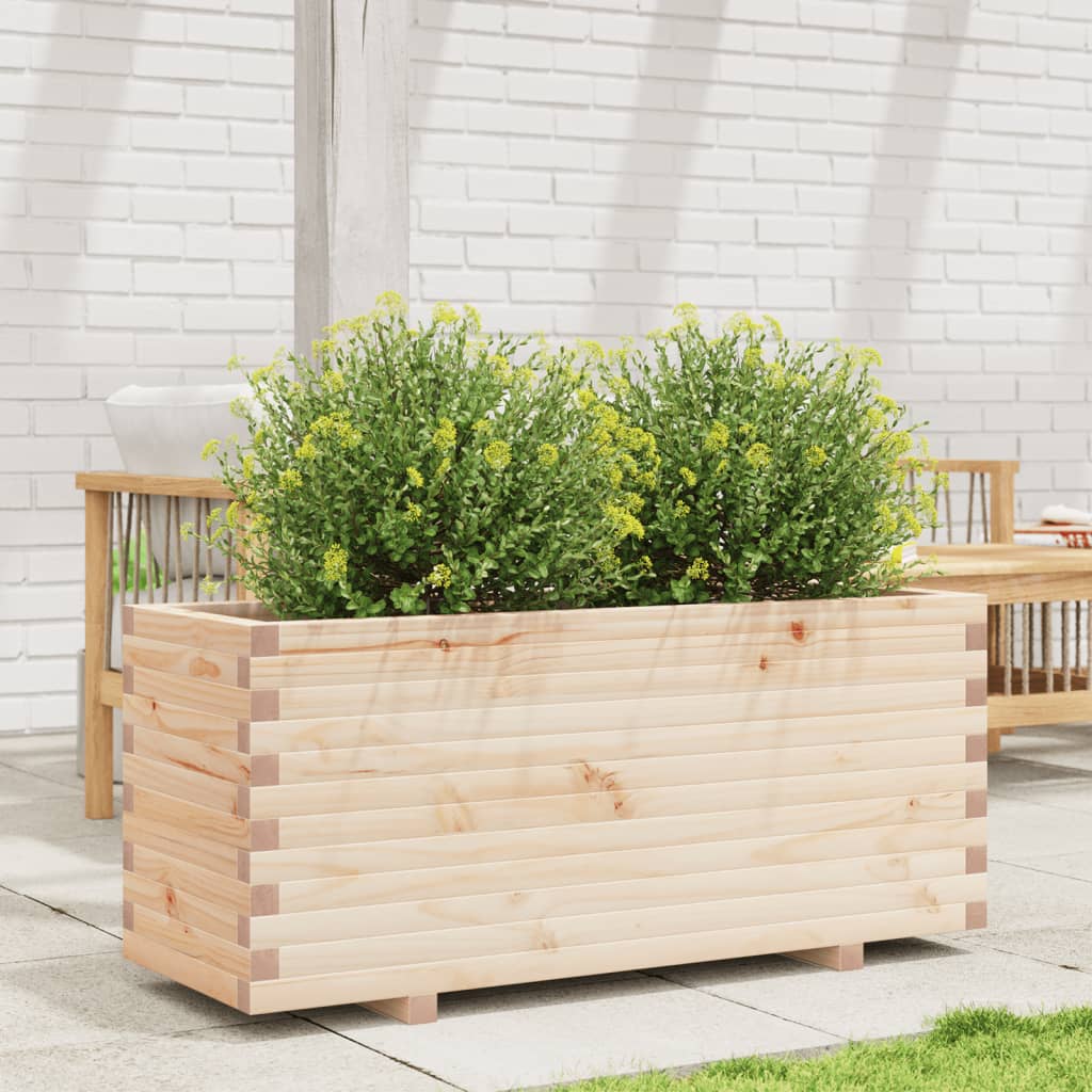 Fioriera Da Giardino 110X40X49,5 Cm In Legno Massello Di Pino Douglas Naturale