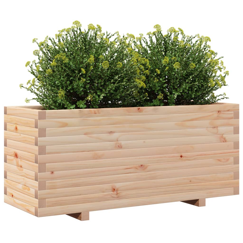 Fioriera Da Giardino 110X40X49,5 Cm In Legno Massello Di Pino Douglas Naturale