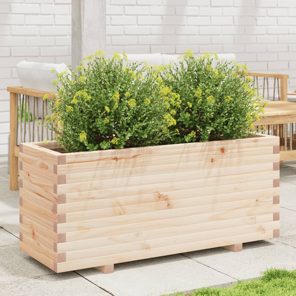 Fioriera Da Giardino 110X40X49,5 Cm In Legno Massello Di Pino Douglas Naturale