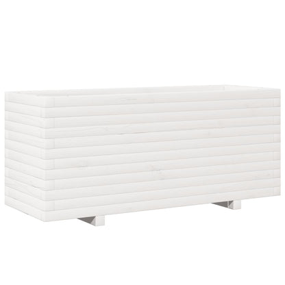 Fioriera Da Giardino Bianca 110X40X49,5 Cm Legno Massello Pino Cera Marrone