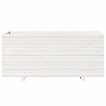 Fioriera Da Giardino Bianca 110X40X49,5 Cm Legno Massello Pino Cera Marrone