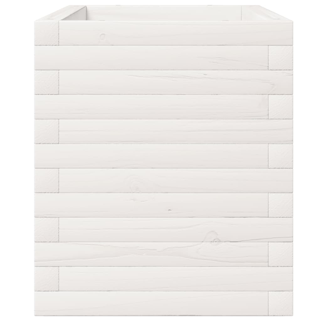 Fioriera Da Giardino Bianca 110X40X49,5 Cm Legno Massello Pino Cera Marrone