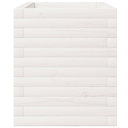 Fioriera Da Giardino Bianca 110X40X49,5 Cm Legno Massello Pino Cera Marrone