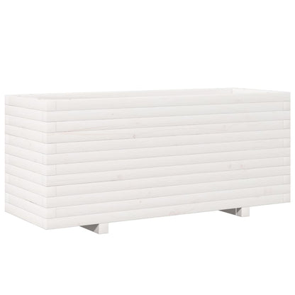 Fioriera Da Giardino Bianca 110X40X49,5 Cm Legno Massello Pino Cera Marrone