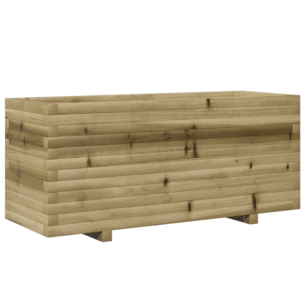 Fioriera Da Giardino 110X40X49,5 Cm In Legno Di Pino Impregnato Bianco