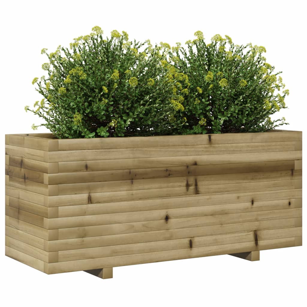 Fioriera Da Giardino 110X40X49,5 Cm In Legno Di Pino Impregnato Bianco