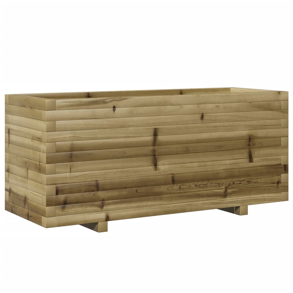 Fioriera Da Giardino 110X40X49,5 Cm In Legno Di Pino Impregnato Bianco