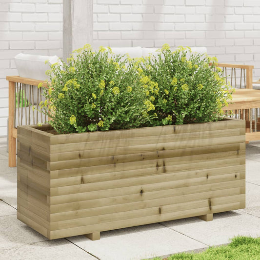 Fioriera Da Giardino 110X40X49,5 Cm In Legno Di Pino Impregnato Bianco