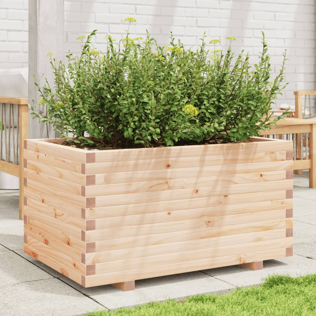 Fioriera Da Giardino 90X60X49,5 Cm In Legno Massello Di Pino Douglas Naturale