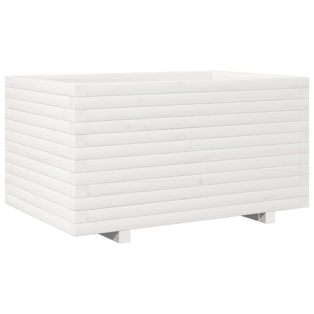 Fioriera Da Giardino Bianca 90X60X49,5Cm Legno Massello Di Pino Bianco
