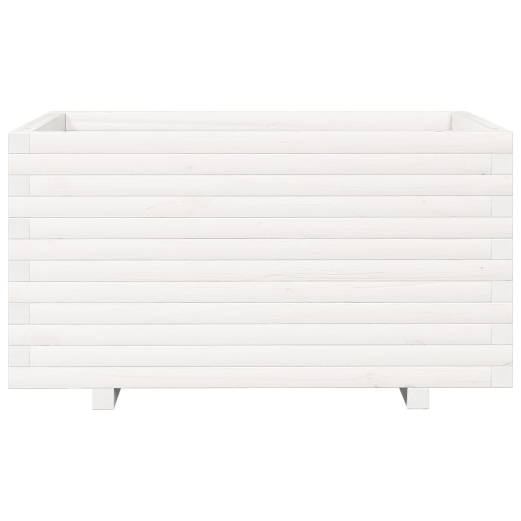Fioriera Da Giardino Bianca 90X60X49,5Cm Legno Massello Di Pino Bianco